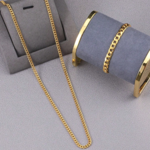 2 Peças/Conjunto Homens Moda Aço Inoxidável Simples Jogo Todo Colar E Conjunto De Pulseira