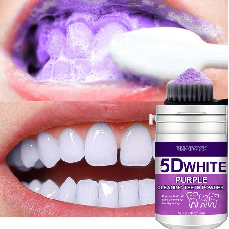 1 peça 5D BRANCO Roxo Pó de Clareamento de Dentes 2 1 peça 5D BRANCO Roxo Pó de Clareamento de Dentes - Image 2