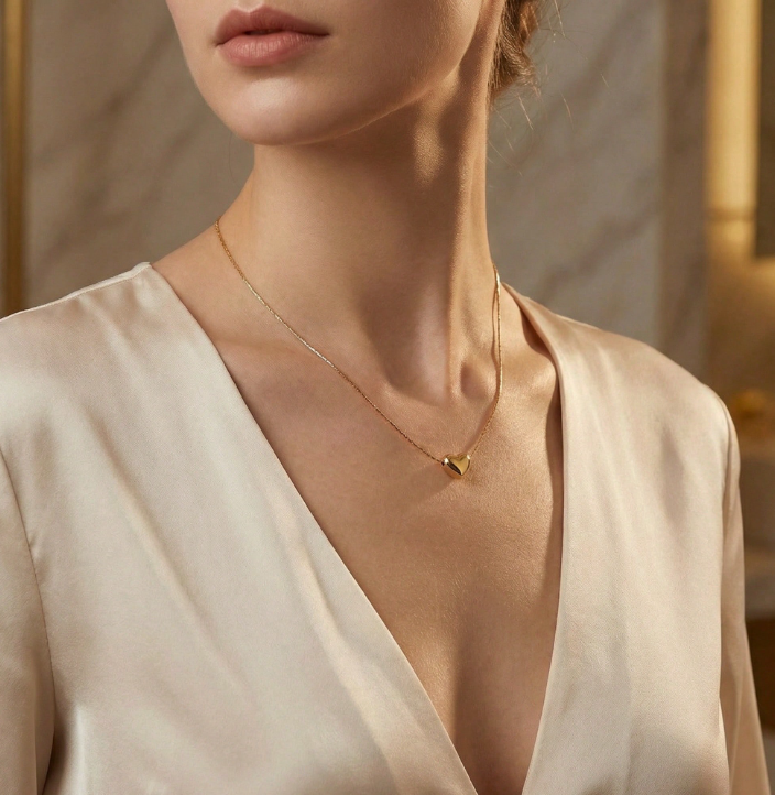 Colar com pingente em formato de coração, elegante e delicado 6 Colar com pingente em formato de coração, elegante e delicado - Image 6