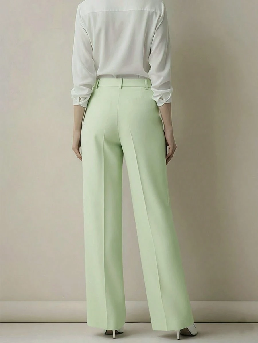 Calça feminina de cintura alta com pregas e modelagem solta, ideal para o trabalho e ocasiões casuais, primavera/verão. - Image 6