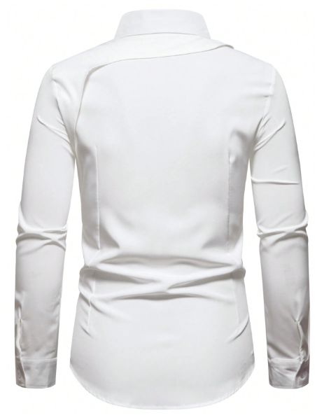 Camisa masculina de manga comprida, lisa e de cor sólida, estilo coreano, da Manfinity AFTRDRK. Ideal para marido, trabalho e outono. - Image 3