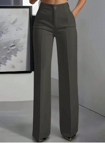 Calças retas de cor sólida, versáteis e modernas, brancas, para a primavera - Image 11