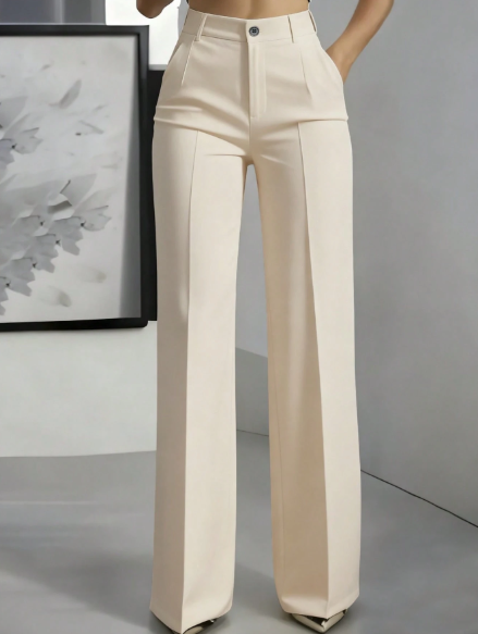 Calças retas de cor sólida, versáteis e modernas, brancas, para a primavera - Image 10