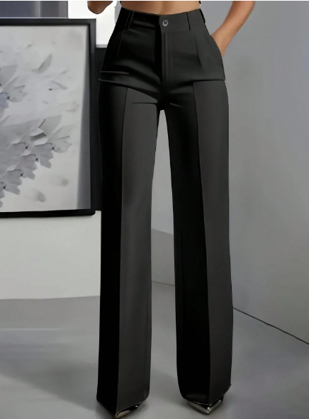 Calças retas de cor sólida, versáteis e modernas, brancas, para a primavera - Image 4