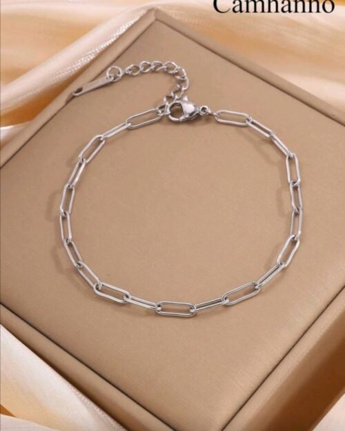 Pulseiras de aço inoxidável com corrente de clipe de papel banhada a ouro 18k