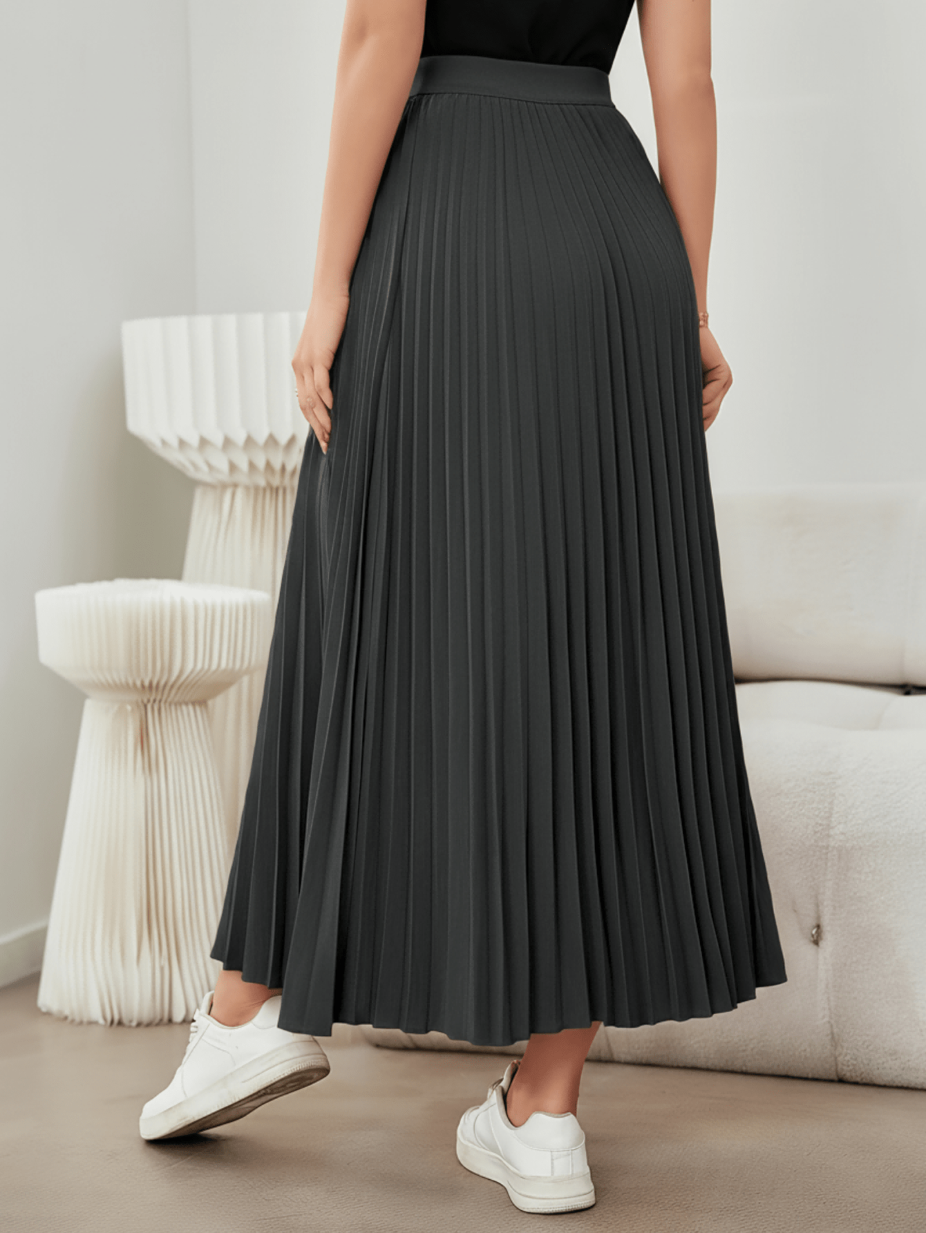Saia plissada feminina minimalista, elegante e versátil. - Image 14