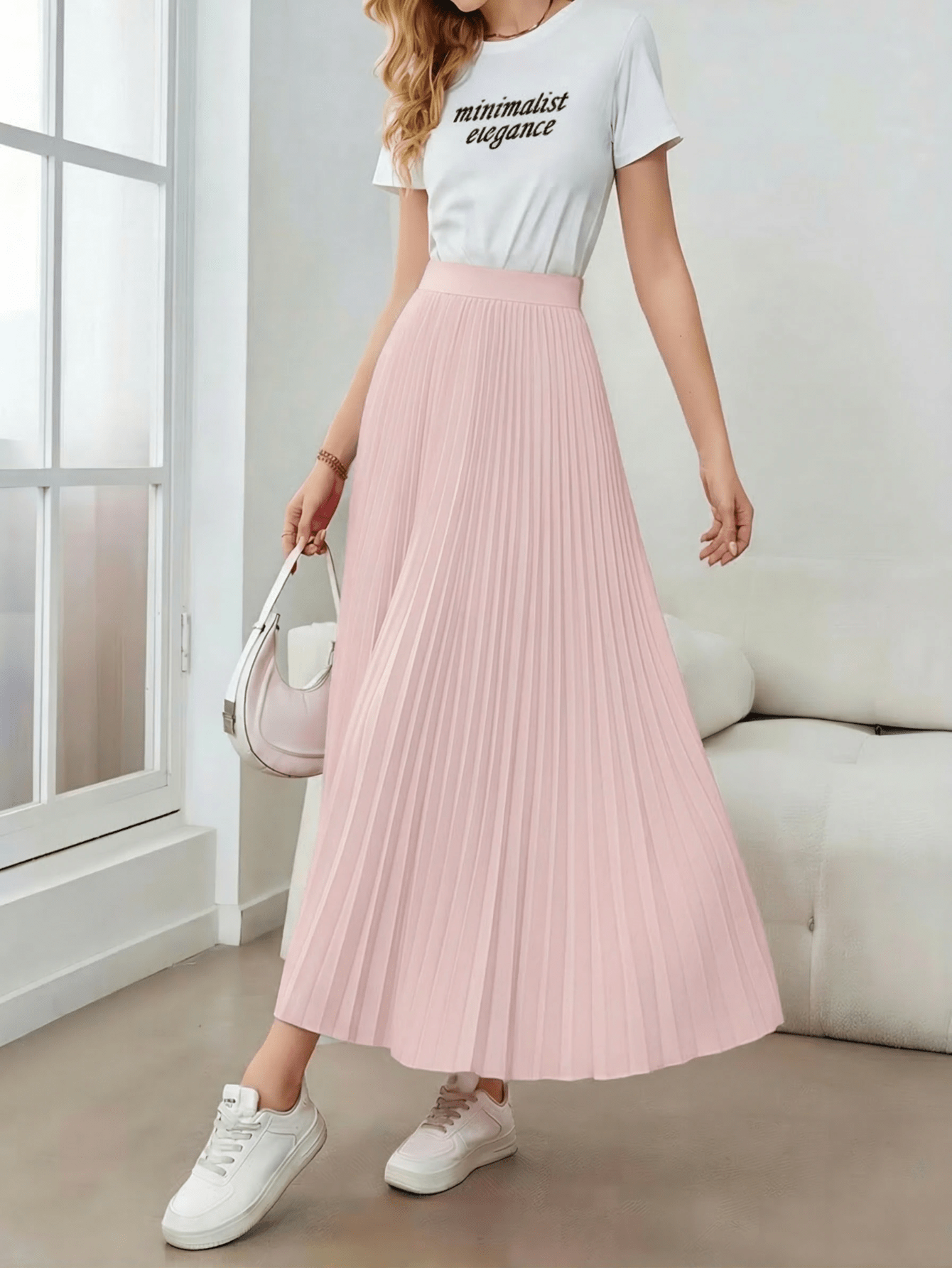 Saia plissada feminina minimalista, elegante e versátil. - Image 8