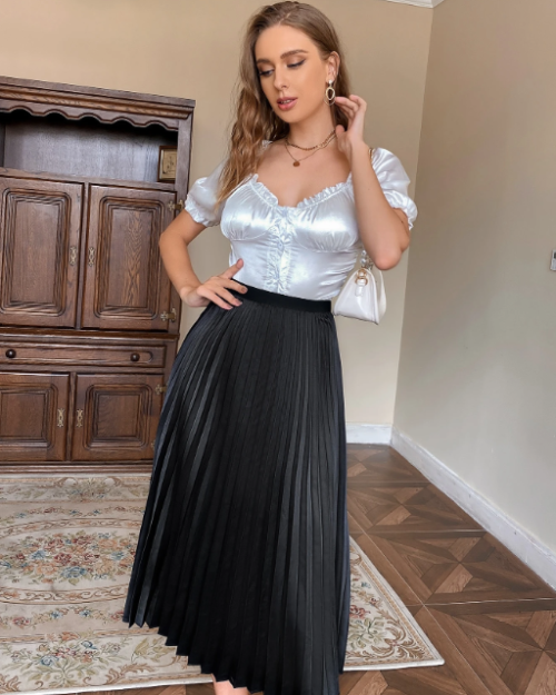 Saia plissada lisa Pariaura