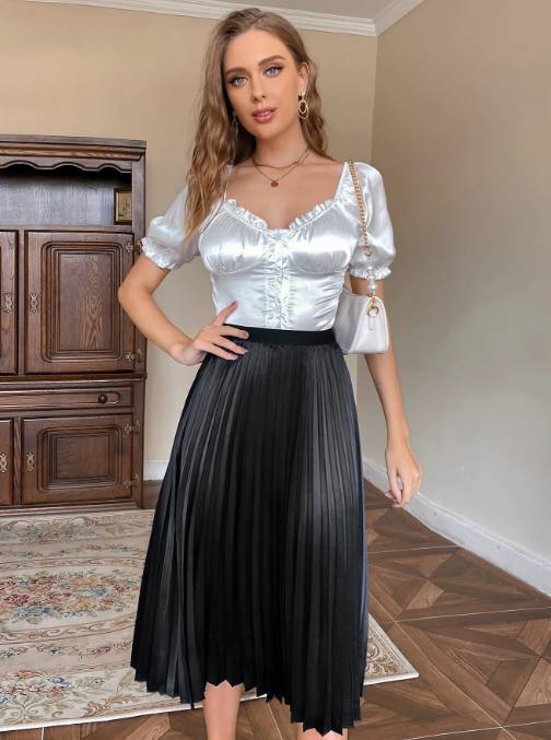 Saia plissada lisa Pariaura - Image 3