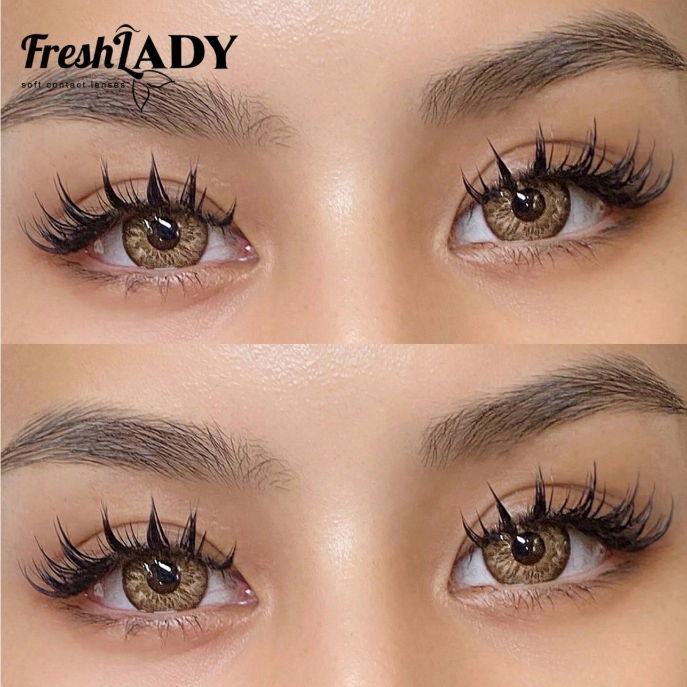 Lentes de contato coloridas Freshlady Subtle Color para estudantes, modelo Tequila Sunrise, descartáveis, para uso em 1 ano, ideais para fantasias de Halloween e cosplay.