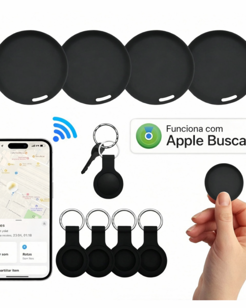 Rastreador de Objetos Air Tracker - Pacote com 1/2/4 unidades, Localizador de Chaves, Compatível com o app Buscar da Apple (somente iOS), Bateria Substituível, Rastreador para Chaves, Bagagens, Bolsas e Carteiras (Preto/Branco)
