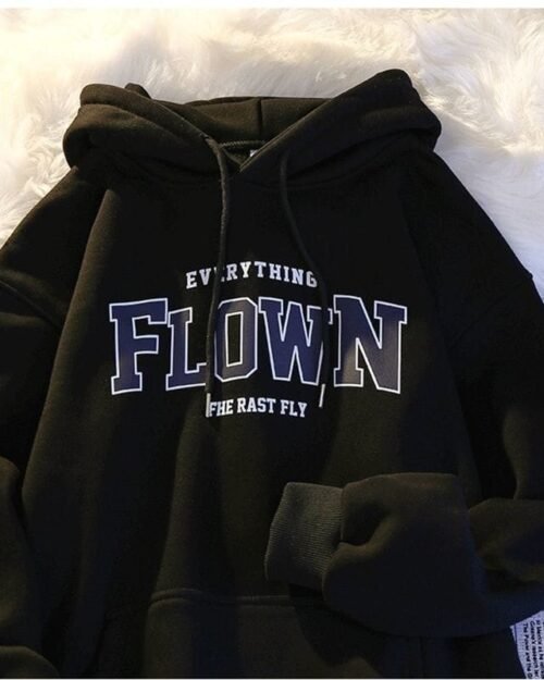 Moletom com capuz minimalista de letras, estilo oversized, da marca americana moderna de outono/inverno, unissex, modelagem solta, versátil e com caimento fluido.