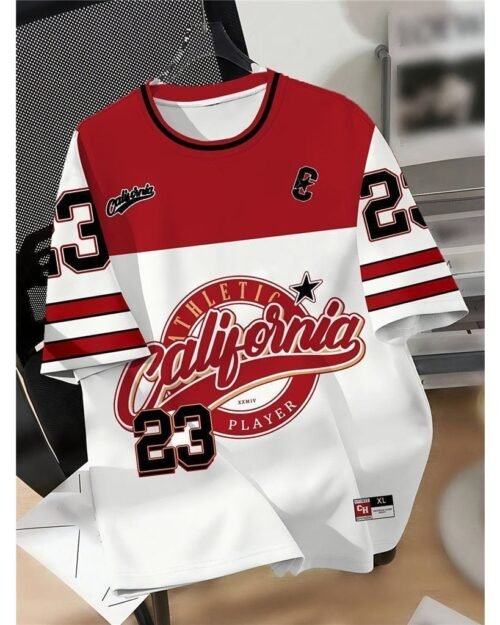 Camiseta estampada estilo americano, folgada, para homens e mulheres, manga curta, casual, em malha respirável, modelo sucesso de vendas para o verão de 2026.