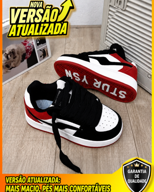Tênis Goodman Original Preto e Vermelho para Mulheres, Item Mais Vendido no inverno norte-americano de 2026, Tênis Esportivo Casual Versátil